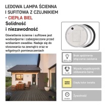 Oprawa LED ZURI okrągła PIR 14W IP54 ciepła biel