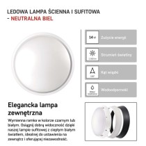 Oprawa LED okrągła ZURI 14W IP54 neutralna biel; biała/czarna