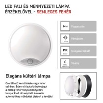 EMOS LED mennyezeti lámpa ZURI 14W 1100lm IP54 PIR érzékelővel természetes fehér