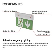 LED nouzové osvětlení CESSI 3 W, 3 h