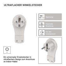 Vidlice úhlová pro prodlužovací kabel, bílá