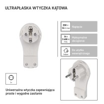 Wtyczka kątowa ultra płaska biała