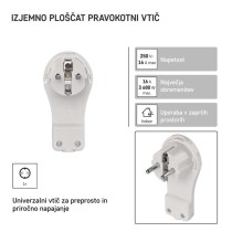 Vtikač ploščati kotni sivi