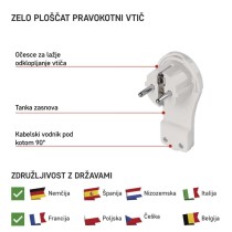 Vtikač ploščati kotni sivi