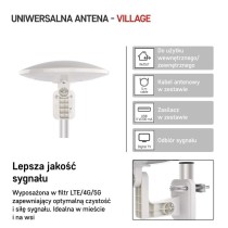 Antena uniwersalna VILLAGE MOON–V900, DVB-T2, FM, DAB, filtr LTE/4G/5G