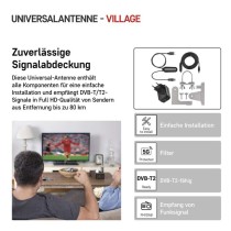 Universale Antenne VILLAGE MOON–V900, DVB-T2, FM, DAB, LTE/4G/5G Filter
