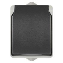 Wandsteckdose grau-schwarz, IP44