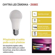 Chytrá LED žárovka GoSmart A60 / E27 / 9 W (60 W) / 806 lm / RGB / stmívatelná / Zigbee