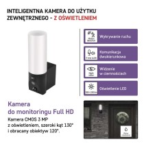 GoSmart Zewnętrzna kamera obrotowa IP-310 TORCH z WiFi i lampą, czarna