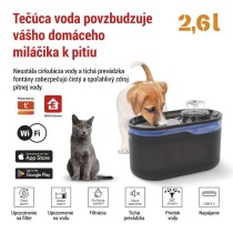 GoSmart vodná fontána Pet Care, 2,6 l, sivá, Wi-Fi