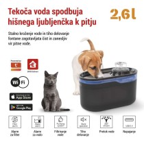 GoSmart napajalnik za hišne ljubljenčke Pet Care, 2,6 l, siv, Wi-Fi