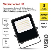 Naświetlacz LED VISIO 30W czarny neutralna biel