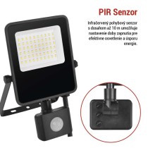 LED reflektor VISIO s pohybovým čidlom, 30 W, neutrálna biela, čierný