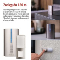 Dzwonek bezprzewodowy DC, 3× AA, repeater