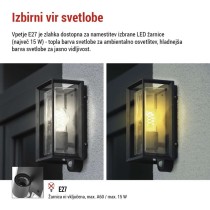 Vrtna stenska svetilka MALVA s PIR senzorjem,  13 x 12,5 x 28 cm, 1 x E27, 15 W