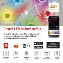 GoSmart LED bodové svítidlo – řetěz 255 cm, 12 dílů, 7 W, RGBIC+CCT, stmívatelné, WiFi