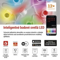 GoSmart LED reflektor - 255 cm reťaz, 12 častí, 7 W, RGBIC+CCT, stmievateľný, WiFi