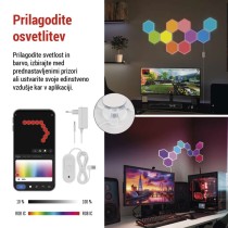 GoSmart LED svetilka Hexagon, začet.kom.10 delov, 19 W, RGBIC z možnostjo zatemnitve, WiFi