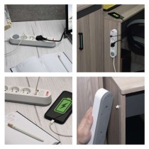 Prodlužovací kabel 3 m / 5 zásuvky / s vypínačem / bílo-šedý / 1×USB-A + 1×USB-C / 1,5 mm2