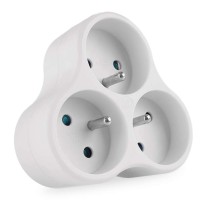 Rozbočovací zásuvka 3x kulatá, bílá
