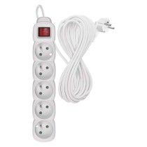 Prodlužovací kabel 10 m / 5 zásuvek / s vypínačem / bílý / PVC / 1 mm2