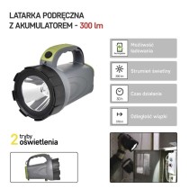 Latarka ładowalna LED, 300 lm 2400 mAh