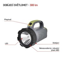 LED nabíjecí svítilna P2311, 300 lm, 2400 mAh