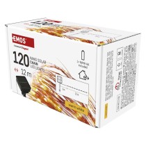 LED nano reťaz so solárnym panelom, medená, 12 m, vonkajšia aj vnút., teplá biela, časovač