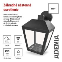 Záhradné nástenné svietidlo ADENIA, 18 x 15 x 24,5 cm, 1 x E27, 15 W