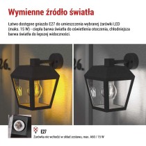 Lampa naścienna Garden ADENIA 24,5cm, na żarówkę E27 max 15W, IP44