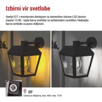 Vrtna stenska svetilka ADENIA, 18 x 15 x 24,5 cm, 1 x E27, 15 W