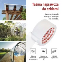 Naprawcza taśma klejąca do poliwęglanu i szkła, 25 m × 50 mm, przezroczysta