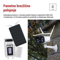 GoSmart Zunanja vrtljiva baterijska kamera IP-600 EYE z WiFi in solarnim panelom
