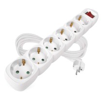 Hosszabbító 5 m / 6 aljzat / kapcsolós / fehér / PVC / 1,5 mm2