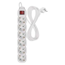 Hosszabbító 5 m / 6 aljzat / kapcsolós / fehér / PVC / 1,5 mm2