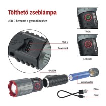 EMOS LED tölthető fém zseblámpa 1200 lm, 2200 mAh