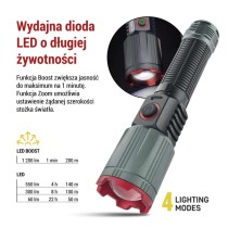 Latarka metalowa LED 1200 lm, 2200 mAh, ładowalna