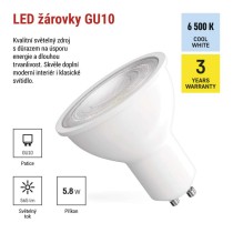 LED žárovka Classic MR16 bílá / GU10 / 5,8 W (75 W) / 565 lm / Studená bílá