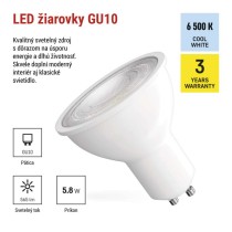 LED žiarovka Classic MR16 biela/ GU10 / 5,8 W (75 W) / 565 lm / Studená biela