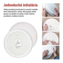 LED stropné svietidlo TIVI, A CLASS, okrúhle biele 19W, IP44, Neutrálna biela