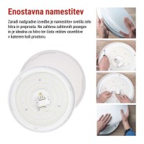 LED stropna svetilka TIVI, A CLASS, okrogla bela 19W, IP44, Nevtralna bela