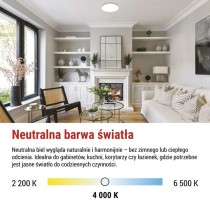 Oprawa sufitowa LED TIVI, okrągła biała 19W, IP44, neutralna biel