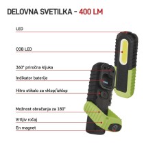 Polnilna LED delovna svetilka 5 W COB + 3 W LED