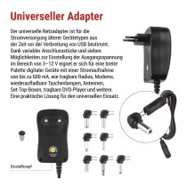 USB Netzteil 2250 mA, universal, schaltend  + Adapterstecker
