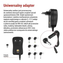 Zasilacz impulsowy 2250mA z wymiennymi końcówkami, USB