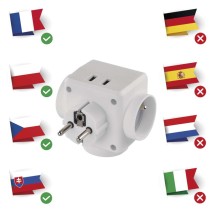 Rozgałęźnik 3× czarny, 2× USB