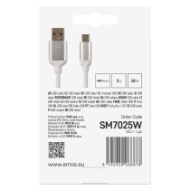Nabíjací a dátový kábel USB-A 2.0 / USB-C 2.0, 1 m, biely