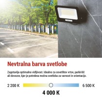 LED reflektor GLARO 50W, črni, IP65, 5000 lm, nevtralna bela
