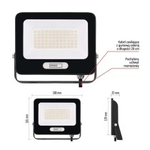 Naświetlacz LED GLARO 50W, czarny, IP65, 5000 lm, neutralna biel