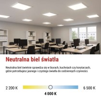 Panel LED natynkowy przysadzony  BAXXO 60×60 36W IP20 neutralna biel